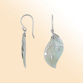 AE-1097-MOP Sterling Silver Leaf Shape Earring With Mother Of Pearl Jewelry Bali Designs Inc